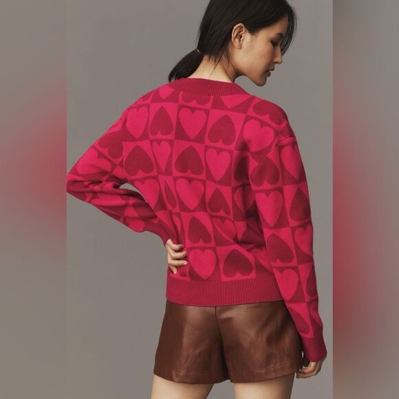 NEW WITH TAGS English Factory Checkered Heart Sweater Anthropologie - Picture 3 of 5
